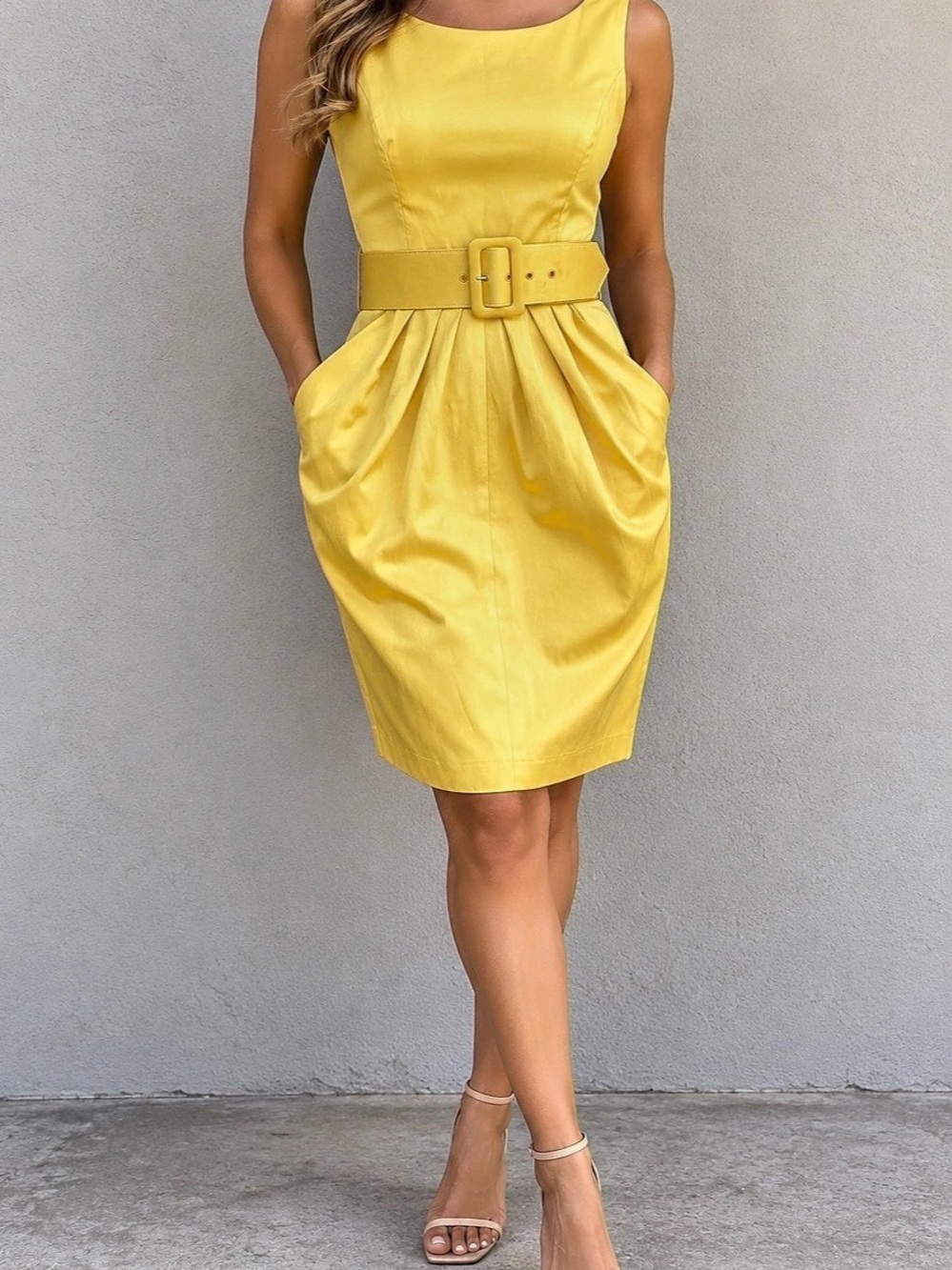 teeze me Yellow Belted Mini Dress Size 3